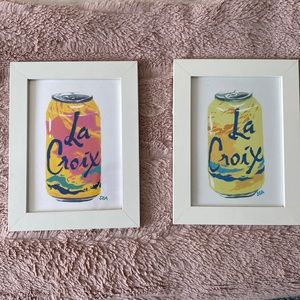 Custom La Croix watercolor painting pair - yellow, pink & orange palette 6”x8”
